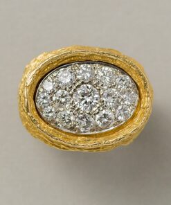 gold and diamond brutalist ring