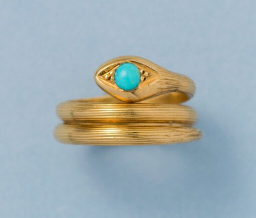 gold and turquoise snake ring