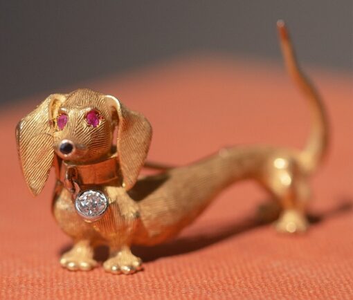 gold dachshund brooch
