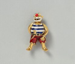 gold and enamel pirate brooch