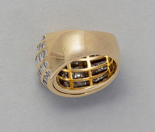 gold and baguette cut diamond ring