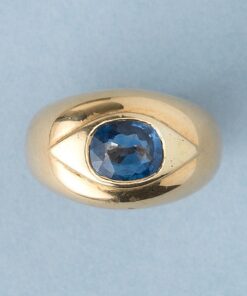 gold and sapphire evil eye ring