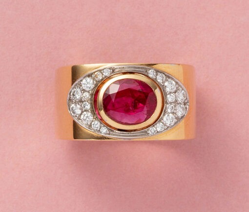 diamond ruby and gold trudel ring