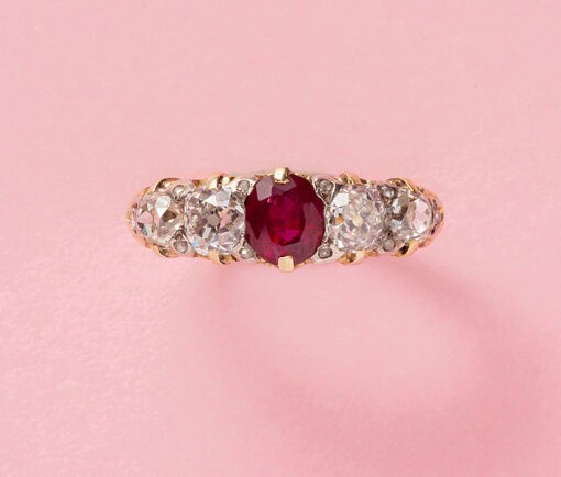 diamond and ruby row ring