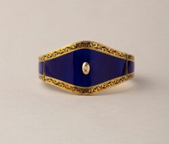 Victorian gold bracelet with dark blue enamel and diamond
