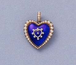antique gold heart locket pendant with pearls
