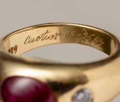 yellow gold ruby and diamond Cartier ring
