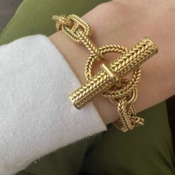 gold Chaine d ancre tresse Hermès bracelet