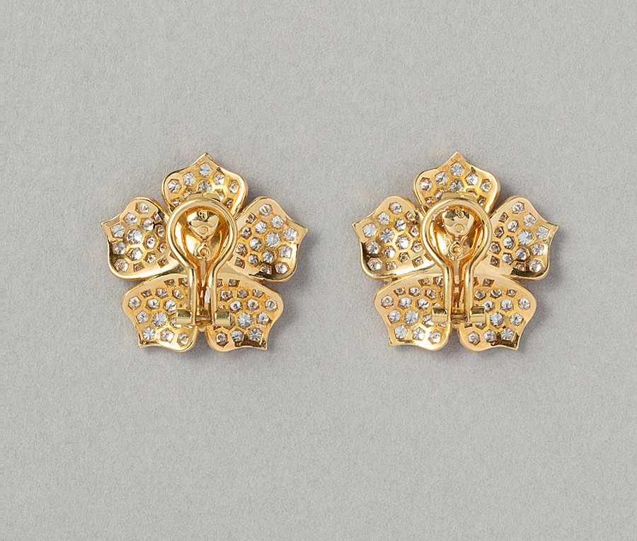 gold diamond and dematoid lotus earrings