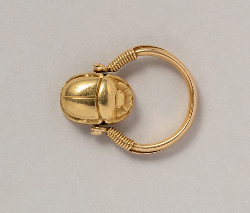 gold egyptian revival scarab ring