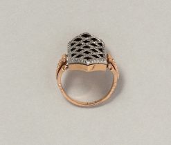 french gold diamond and glass ring