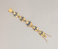 gold antique bracelet with enamel and diamond