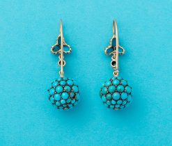 gold earrings with turquoise and diamond