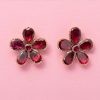 garnet and gold pansy earrings