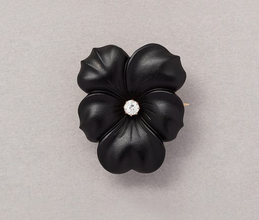 onyx gold and diamond pansy brooch