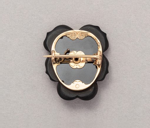 onyx gold and diamond pansy brooch