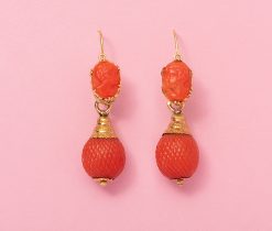 gold and coral earrings