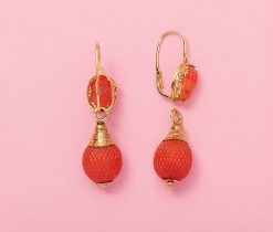 gold and coral earrings