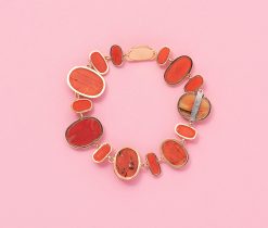 coral cameo and gold bracelet