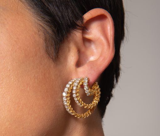 diamond and gold hoop earrings