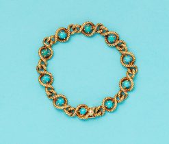 gold Boucheron knot bracelet with turquoise