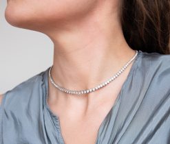 white gold tennis necklace with diamonds