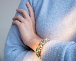 fanniere freres 1860 forget-me-not gold diamond and turquoise bangle bracelet
