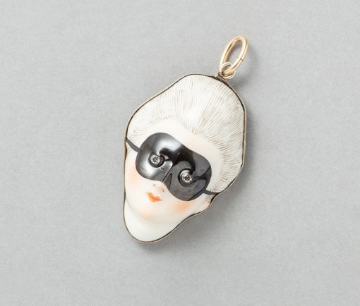 silver gilt and porcelain patchbox pendant