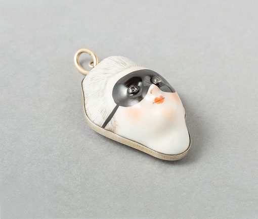 silver gilt and porcelain patchbox pendant