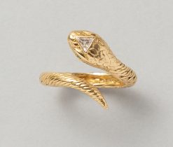 gold and diamond snake ring