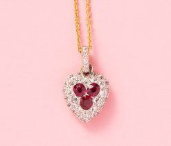diamond and ruby heart pendant and locket