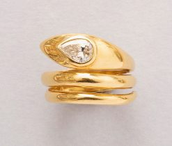 gold and diamond snake ring
