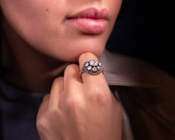 gold silver and rose cut diamond ring