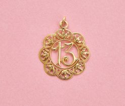 gold 13 pendant