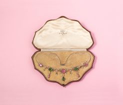 gouden collier met toermalijn en parels