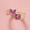 gold diamond and pink sapphire
