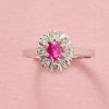 pink sapphire cluster ring