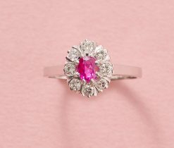 pink sapphire cluster ring