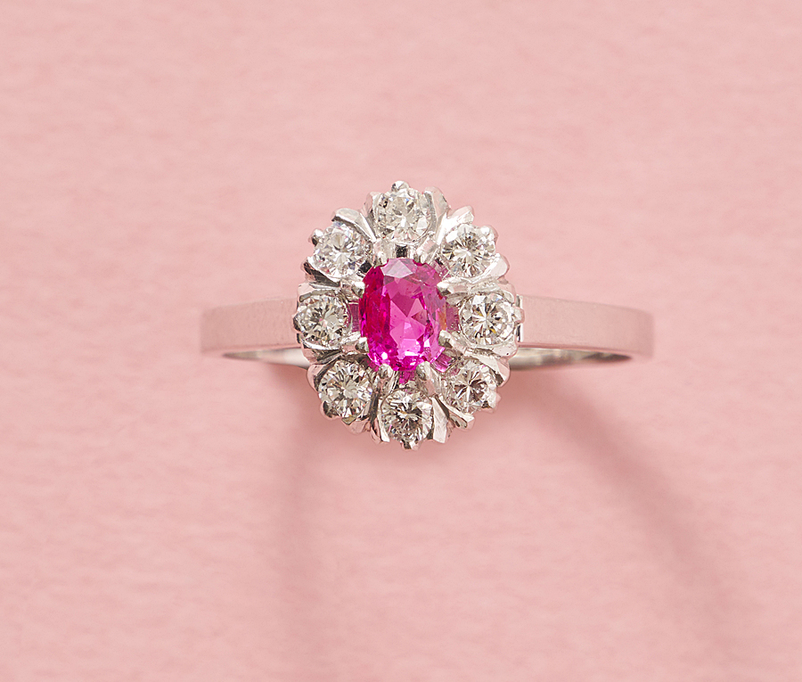 pink sapphire cluster ring