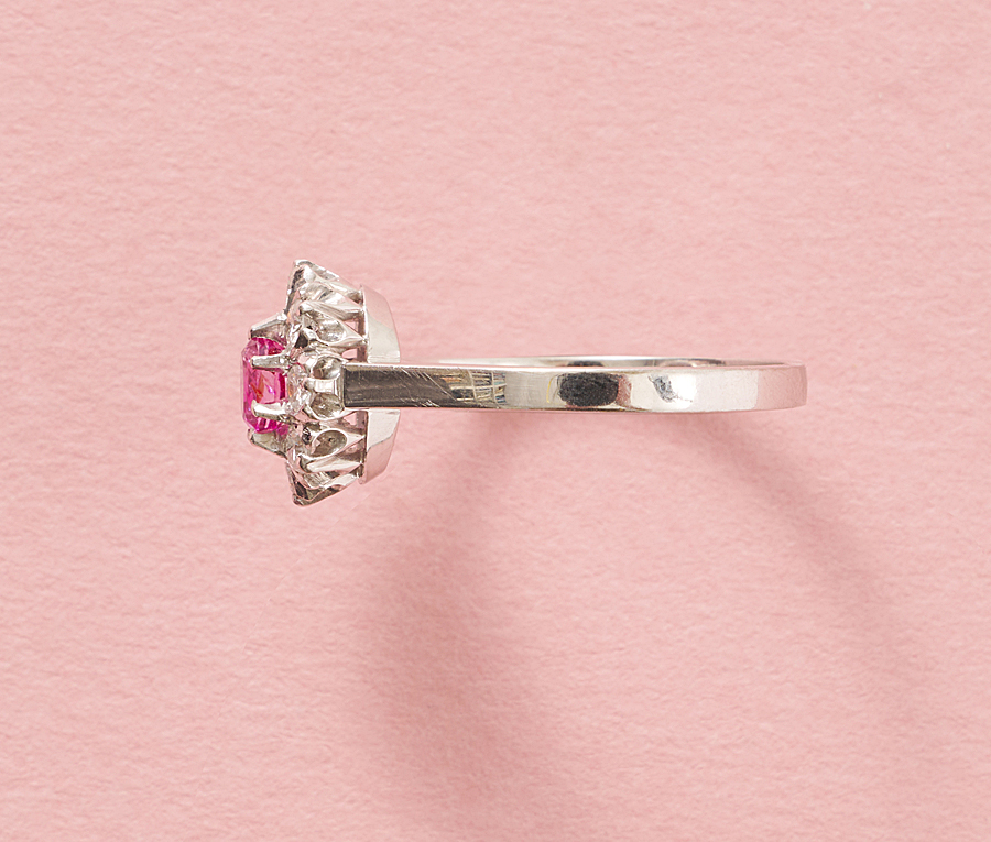 pink sapphire cluster ring