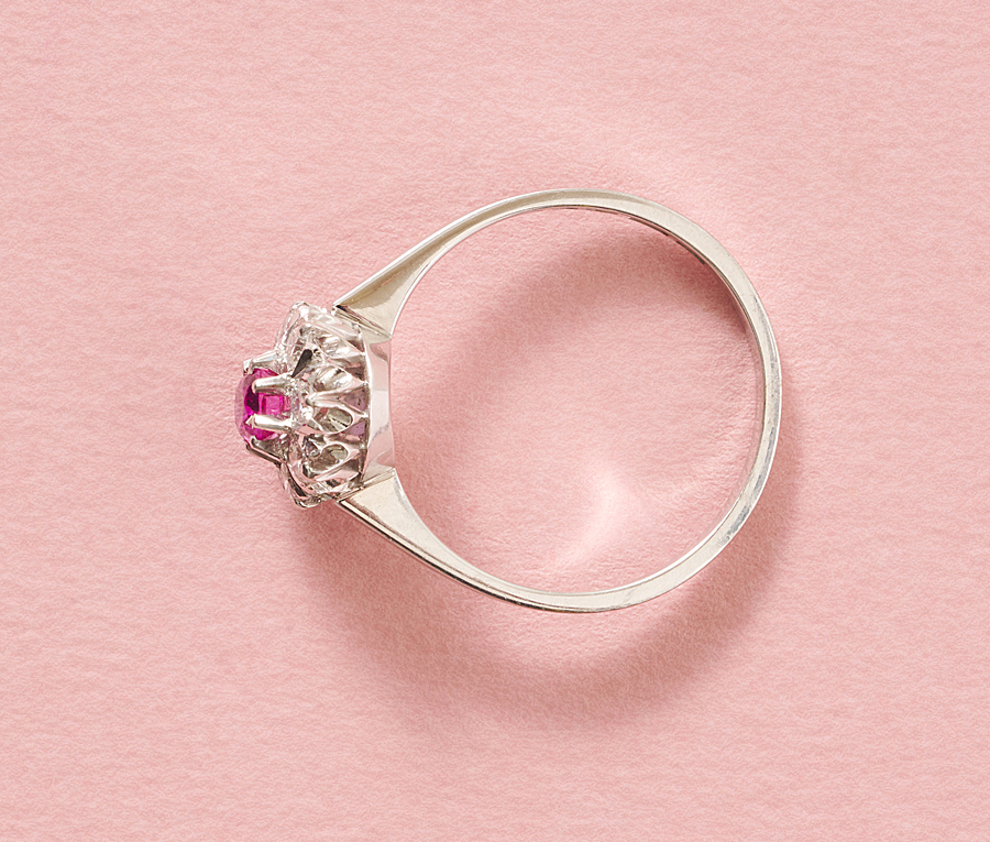 pink sapphire cluster ring