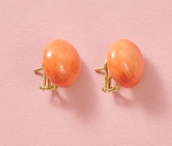 coral button earrings