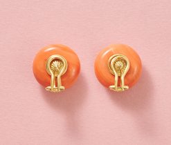 coral button earrings