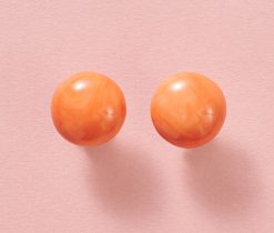 coral button earrings
