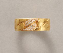 An 18-carat gold ring with a chain link set with diamonds, signed and numbered: Cartier, NV9891, model Dona. weight: 15.85 g ring size: 17.5 mm / 7 1/4 US / 55 width: 0.8 cm