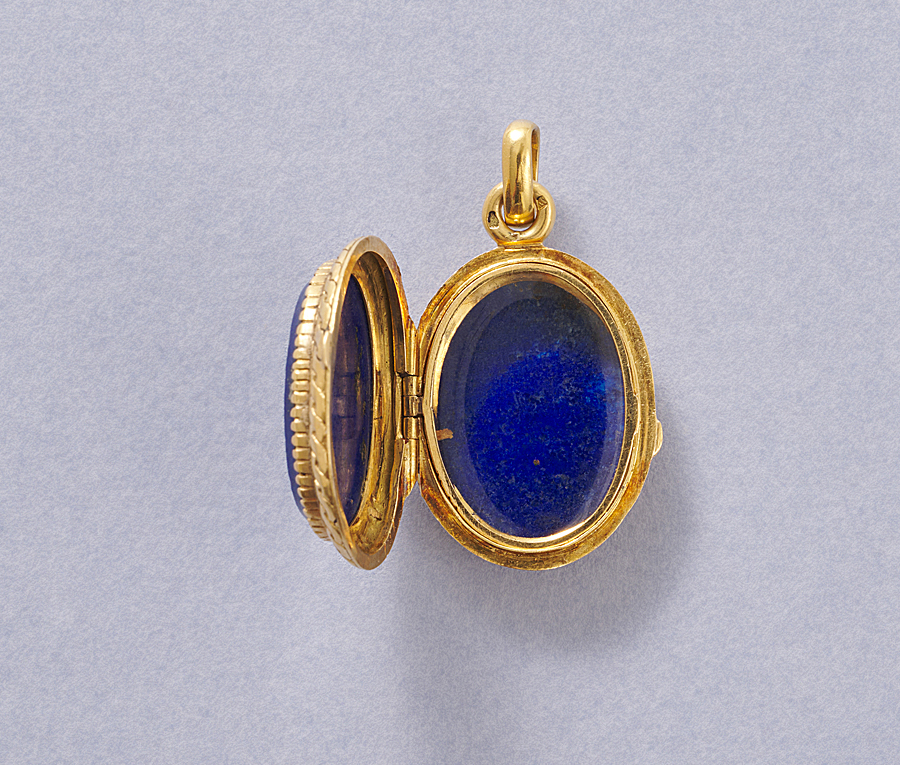 gouden medaillon met lapis - Afbeelding 3