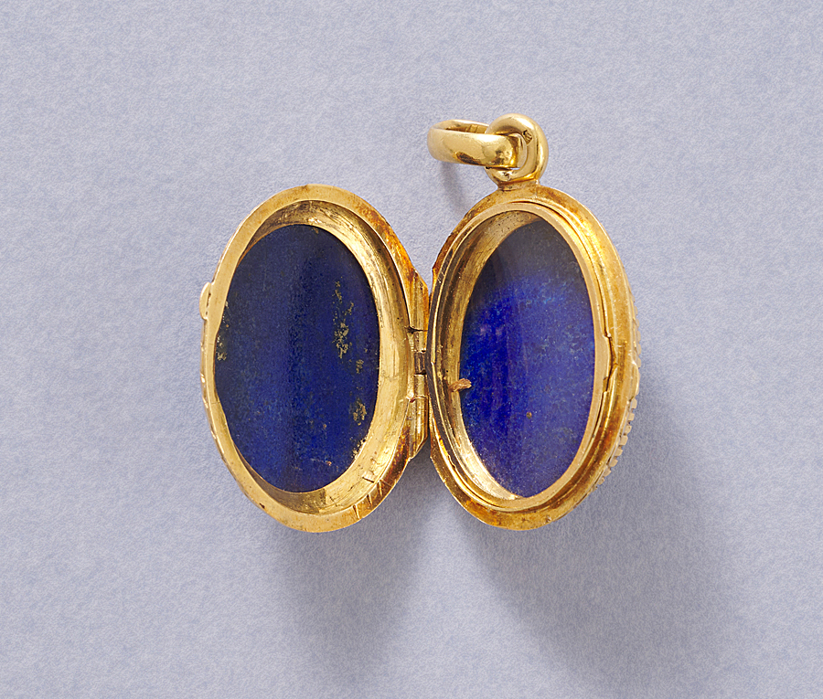 gouden medaillon met lapis - Afbeelding 2