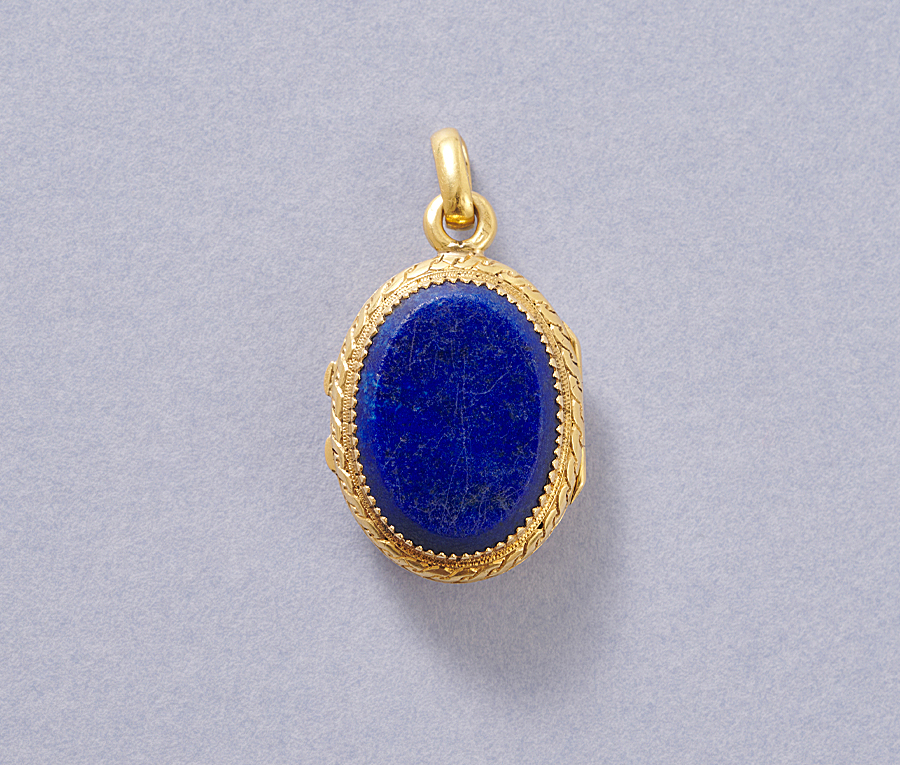 gold and lapis locket