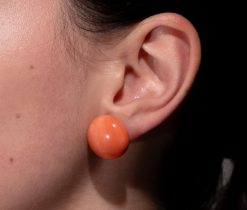 coral button earrings