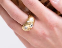 bombe ring with diamonds